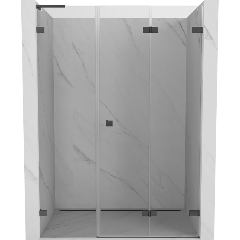 Mexen Lunar-F L skladacie pravé sprchové dvere 135 cm, transparentné, brúsené gun gray - 836SL-135-050-66-00-P