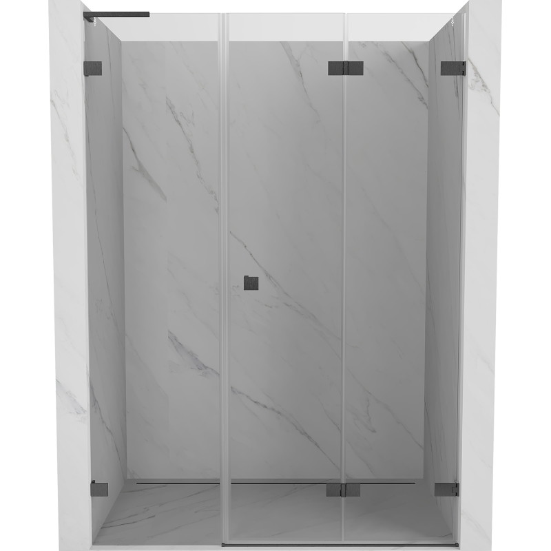 Mexen Lunar-F L skladacie sprchové dvere pravé 135 cm, transparentné, gun gray kartáčovaný - 836SL-135-050-66-00-P