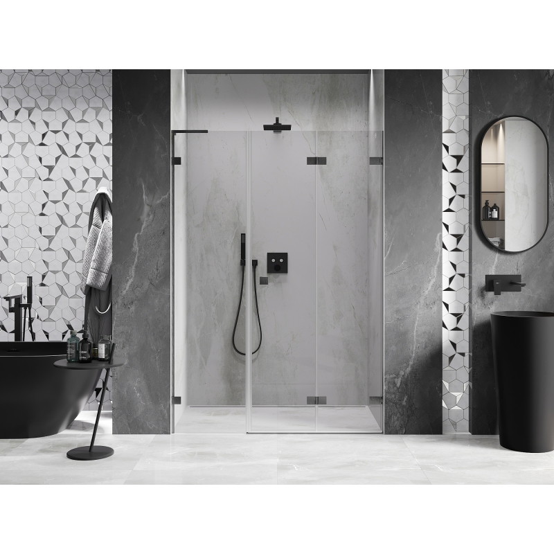 Mexen Lunar-F L skladacie sprchové dvere pravé 135 cm, transparentné, gun gray kartáčovaný - 836SL-135-050-66-00-P