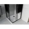 Mexen Rio sprchový kút štvorcový 80 x 80 cm, čierne pruhy, čierna + vanička Flat, biela - 860-080-080-70-20-4010B