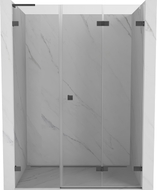 Mexen Lunar-F L skladacie sprchové dvere pravé 145 cm, transparentné, gun šedá kartáčová - 836SL-145-050-66-00-P