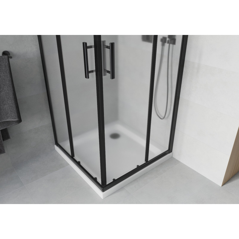 Mexen Rio štvorcový sprchový kút 70 x 70 cm, matný, čierny + Flat vanička, biela - 860-070-070-70-30-4010B