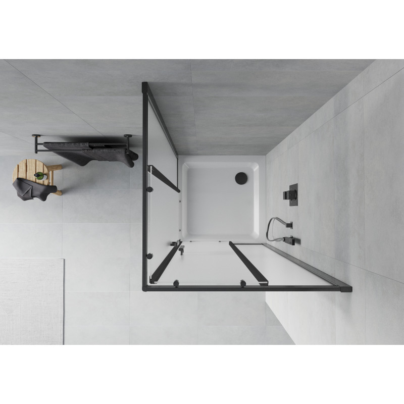Mexen Rio štvorcový sprchový kút 70 x 70 cm, matný, čierny + Flat vanička, biela - 860-070-070-70-30-4010B