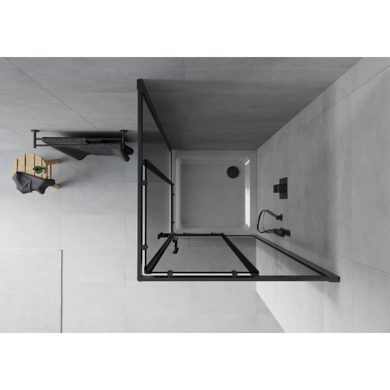 Mexen Rio štvorcová sprchová kabína 70 x 70 cm, grafitová, čierna + sprchová vanička Flat, biela
