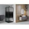 Mexen Rio sprchová kabína štvorcová 80 x 80 cm, čierne pruhy, čierna + vanička Flat, čierna - 860-080-080-70-20-4070B
