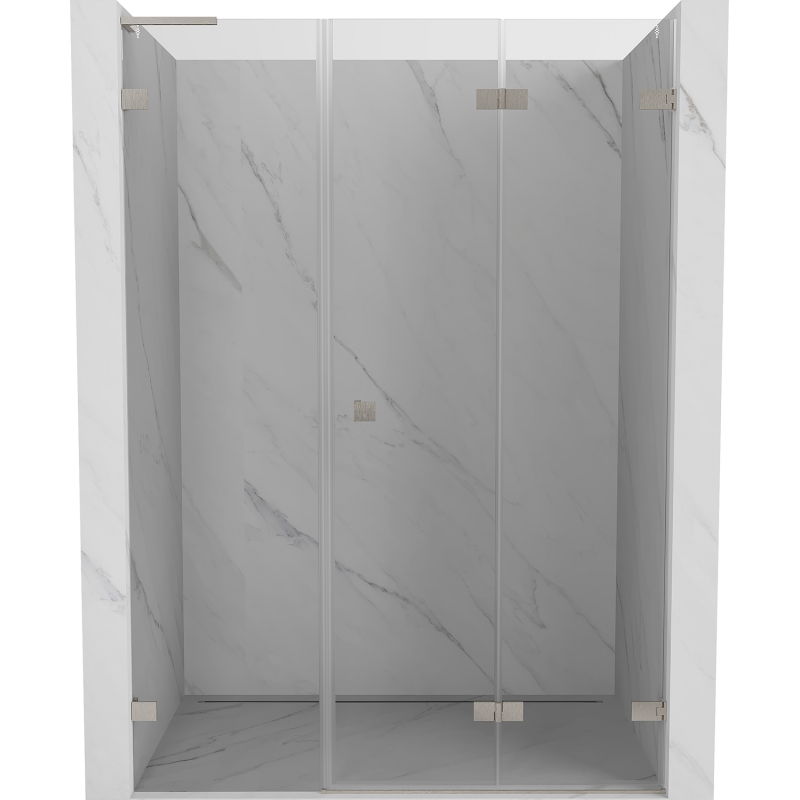 Mexen Lunar-F L skladacie sprchové dvere pravé 135 cm, priehľadné, brúsený nikel - 836SL-135-050-97-00-P