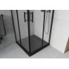 Mexen Rio štvorcový sprchovací kút 90 x 90 cm, mrazivý, čierny + Flat sprchová vanička, čierna