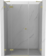 Mexen Lunar sprchové dvere výklopné ľavé 145 cm, transparentné, zlaté kartáčované - 834S-145-050-55-00-L