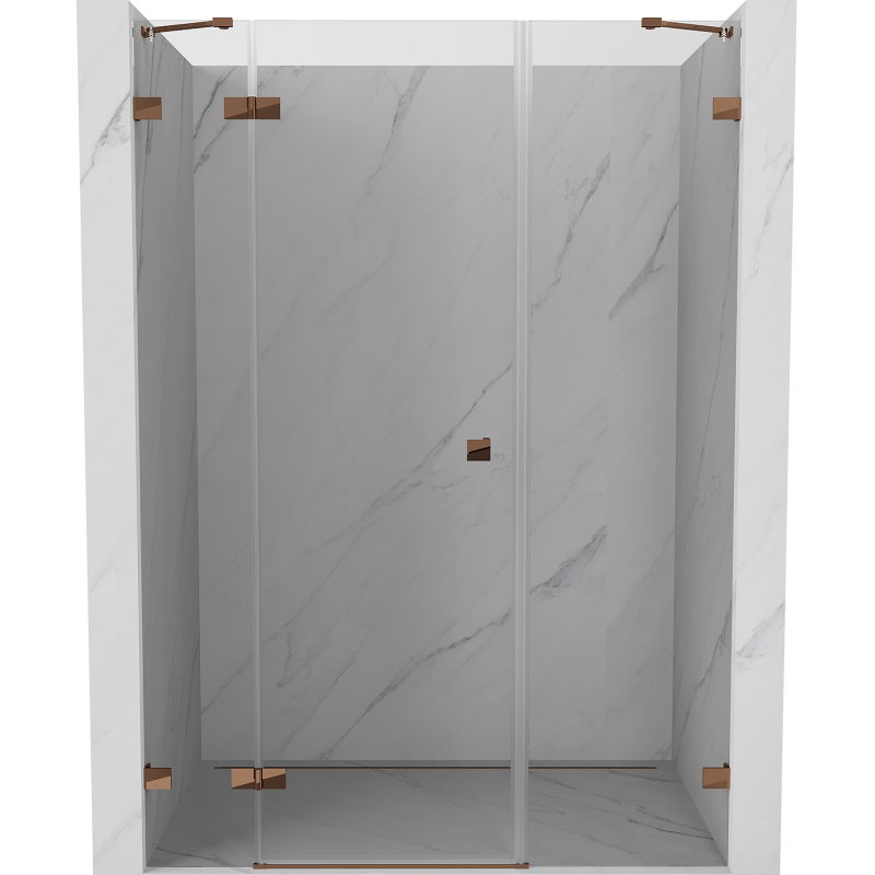 Mexen Lunar sprchové dvere otvárateľné ľavé 125 cm, transparentné, ružové zlato - 834S-125-050-60-00-L
