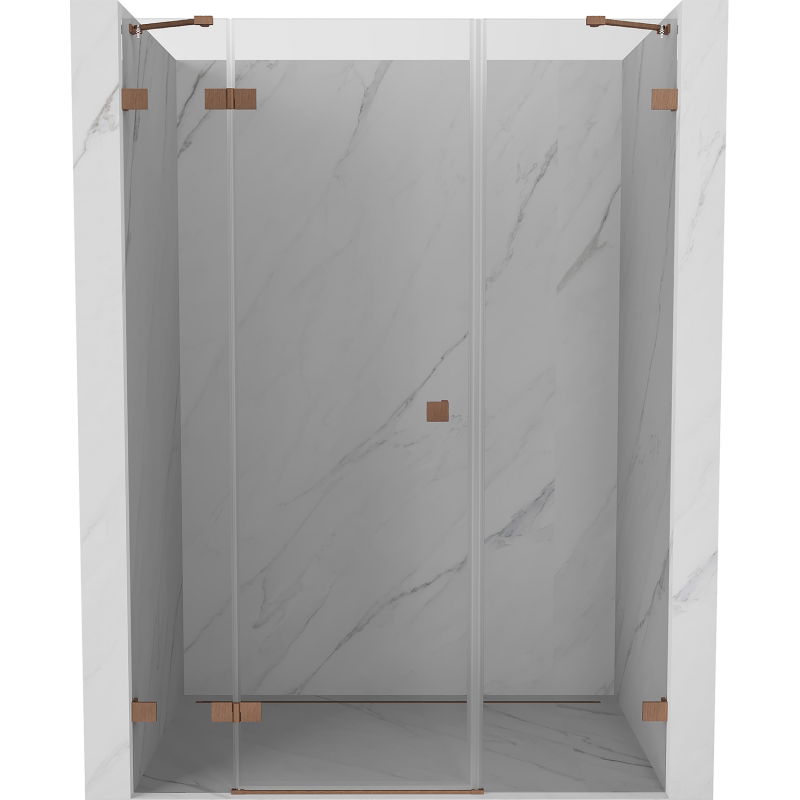 Mexen Lunar sprchové dvere otváracie ľavé 130 cm, transparentné, brúsená meď - 834S-130-050-65-00-L