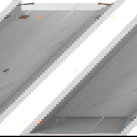 Mexen Lunar sprchové dvere pántové ľavé 155 cm, transparentné, brúsená meď - 834S-155-050-65-00-L