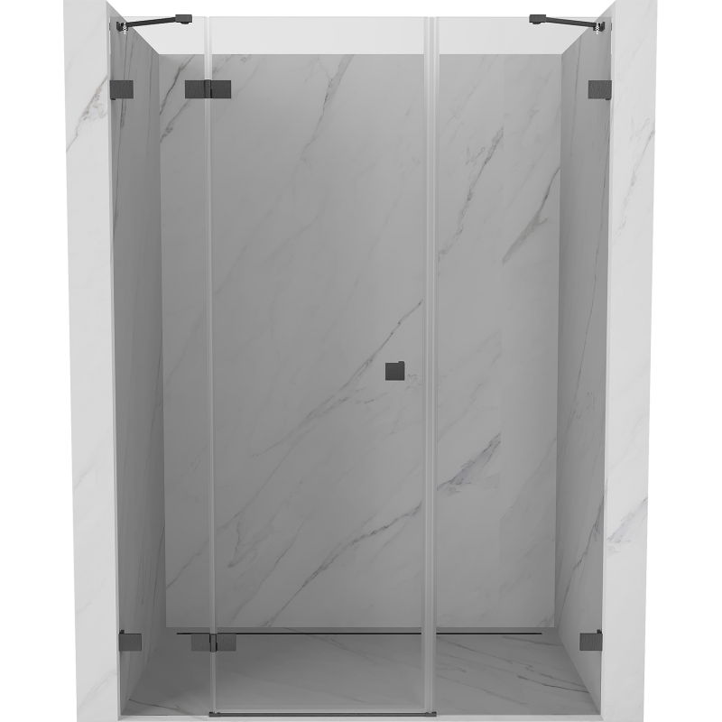 Mexen Lunar sprchové dvere otváracie ľavé 135 cm, transparentné, kartáčovaná gun gray - 834S-135-050-66-00-L