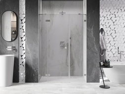 Mexen Lunar sprchové dvere otočné ľavé 130 cm, transparentné, brúsený nikel - 834S-130-050-97-00-L