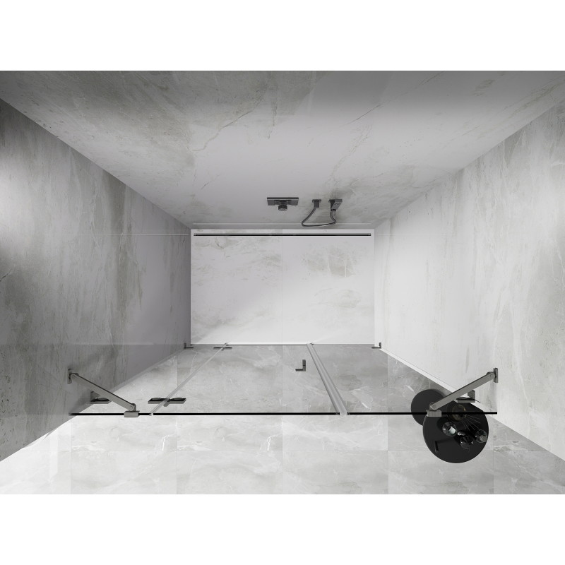 Mexen Lunar ľavé sprchové dvere 135 cm, transparentné, brúsený nikel - 834S-135-050-97-00-L