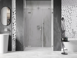 Mexen Lunar sprchové dvere výklopné ľavé 140 cm, transparentné, brúsený nikel - 834S-140-050-97-00-L