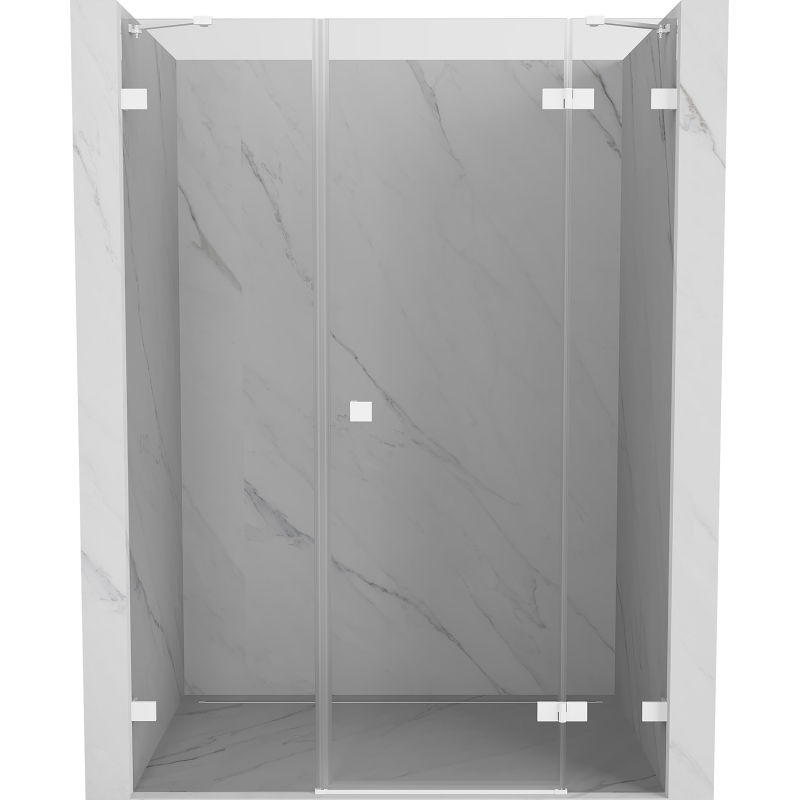 Mexen Lunar sprchové dvere pravé 140 cm, priehľadné, biele - 834S-140-050-20-00-P