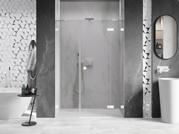 Mexen Lunar sprchové dvere jednokrídlové pravé 150 cm, transparentné, biele - 834S-150-050-20-00-P