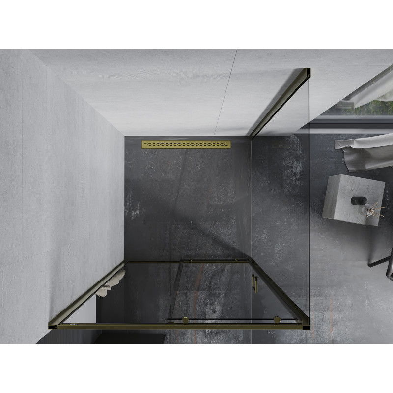 Mexen Apia posuvná sprchová kabína 100 x 100 cm, transparentná, zlatá - 840-100-100-50-00