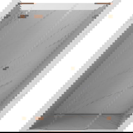 Mexen Lunar L sprchové dvere výklopné ľavé 130 cm, transparentné, brúsená meď - 834SL-130-050-65-00-L