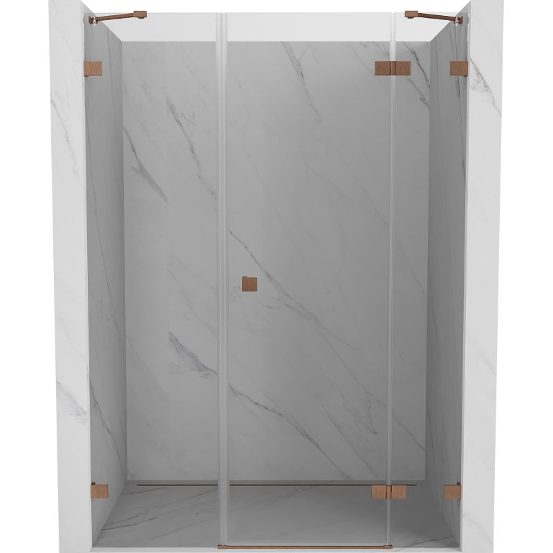 Mexen Lunar sprchové dvere otočné pravé 140 cm, transparentné, brúsená meď - 834S-140-050-65-00-P