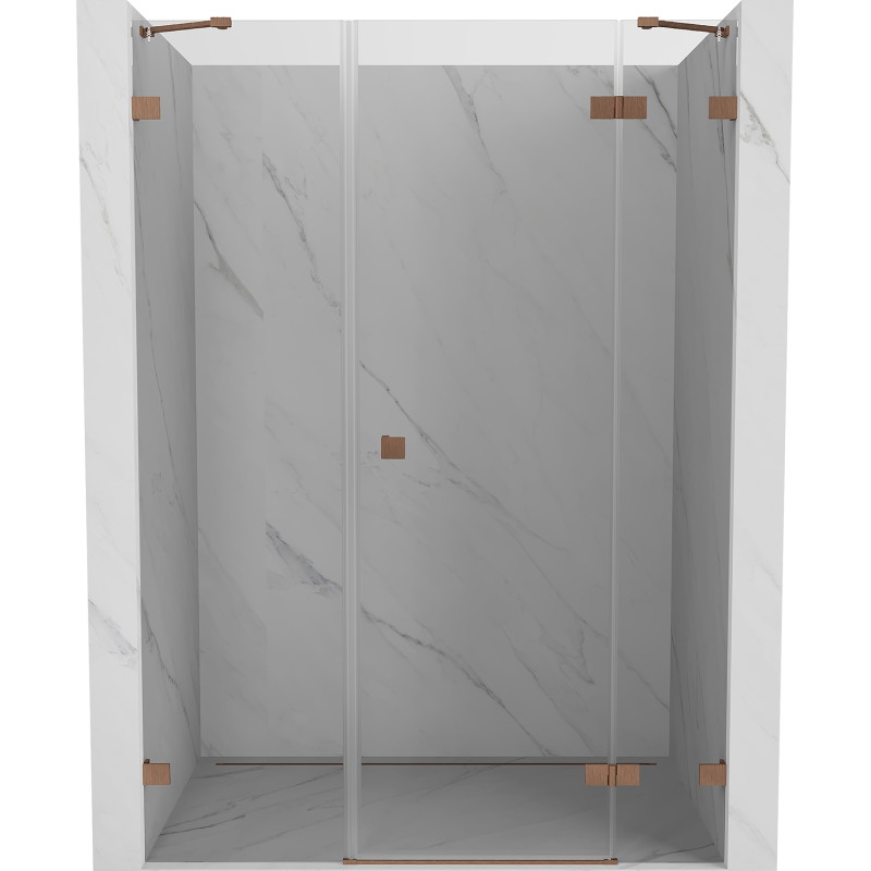 Mexen Lunar sprchové dvere otváracie pravé 155 cm, priehľadné, brúsená meď - 834S-155-050-65-00-P