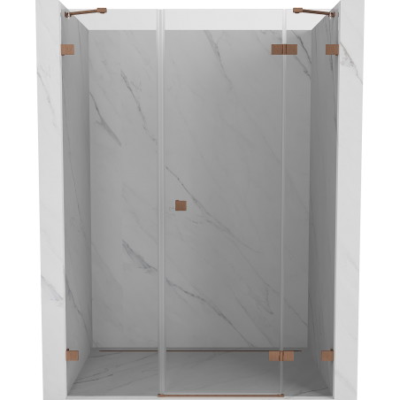 Mexen Lunar sprchové dvere otváracie pravé 155 cm, priehľadné, brúsená meď - 834S-155-050-65-00-P