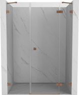 Mexen Lunar sprchové dvere otváracie pravé 155 cm, priehľadné, brúsená meď - 834S-155-050-65-00-P