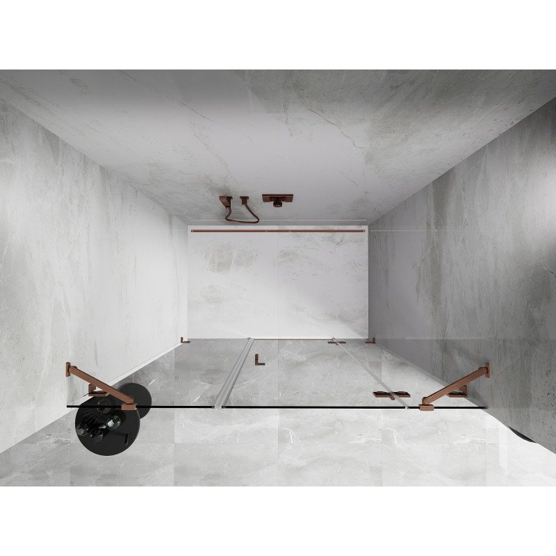 Mexen Lunar sprchové dvere otváracie pravé 155 cm, priehľadné, brúsená meď - 834S-155-050-65-00-P