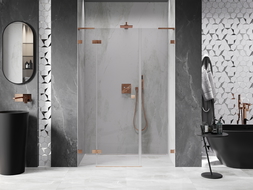 Mexen Lunar L sprchové dvere otváracie ľavé 150 cm, transparentné, brúsená meď - 834SL-150-050-65-00-L