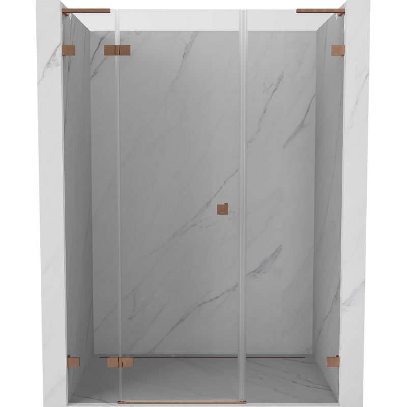 Mexen Lunar L sprchové dvere výkyvné ľavé 155 cm, transparentné, brúsená meď - 834SL-155-050-65-00-L