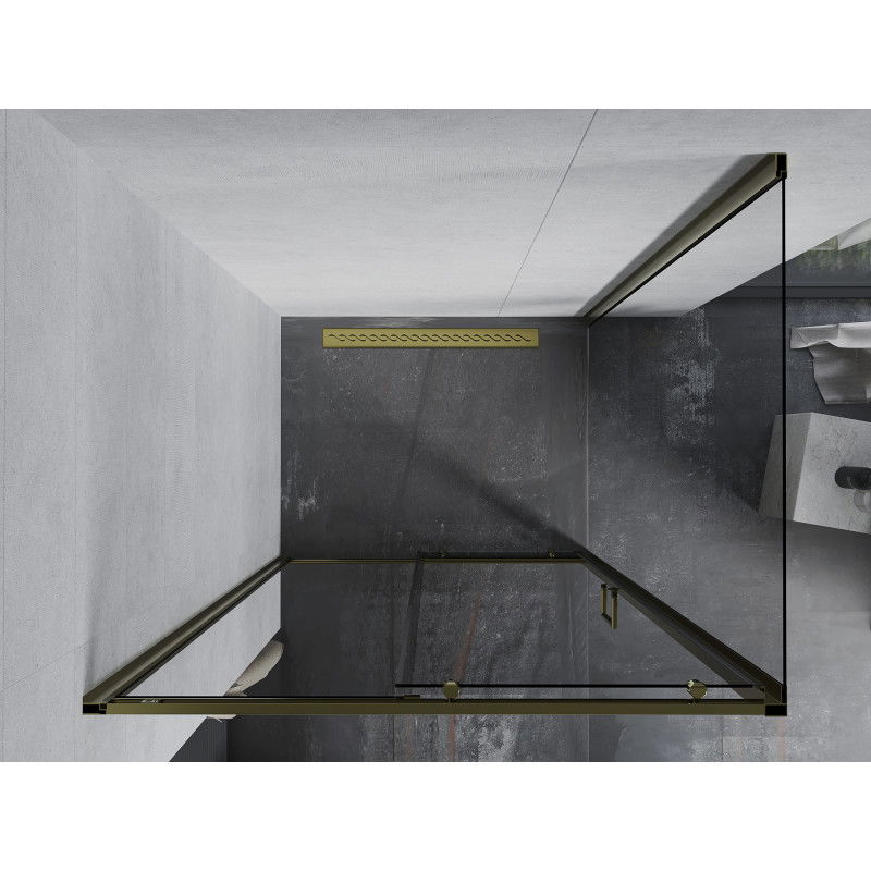 Mexen Apia posuvná sprchová kabína 125 x 70 cm, transparentná, zlatá - 840-125-070-50-00