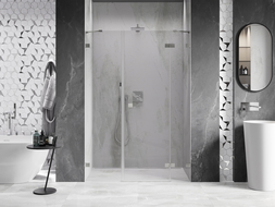 Mexen Lunar sprchové dvere otváracie pravé 130 cm, transparentné, brúsený nikel - 834S-130-050-97-00-P