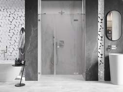 Mexen Lunar sprchové dvere otváracie pravé 155 cm, transparentné, brúsený nikel - 834S-155-050-97-00-P