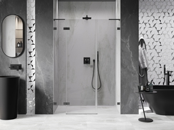 Mexen Lunar L sprchové dvere výklopné ľavé 140 cm, transparentné, gun metal - 834SL-140-050-95-00-L