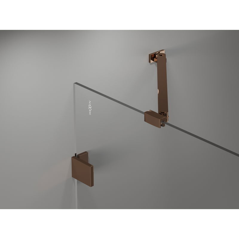 Mexen Lunar dvojdverový vaňový dvere ľavý 130 x 150 cm, transparentný, ružové zlato - 897-130-100-60-00-L