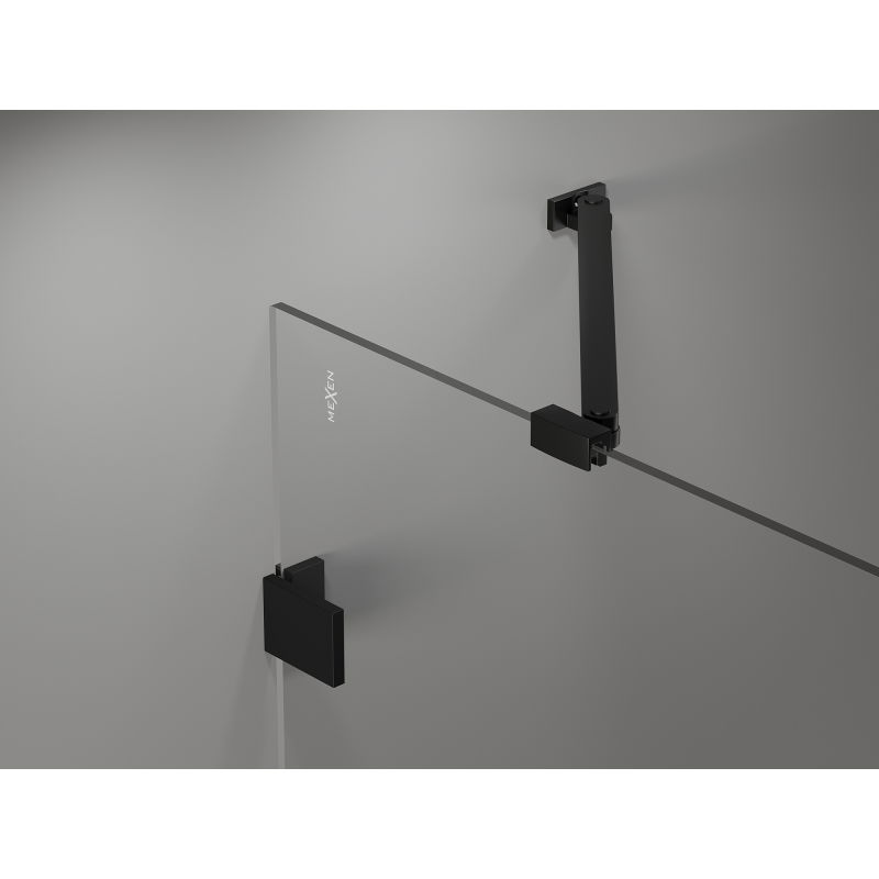 Mexen Lunar dvojkrídlový vaňový záves ľavý 120 x 150 cm, transparentný, čierny - 897-120-100-70-00-L
