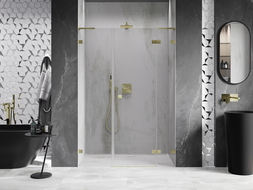 Mexen Lunar L sprchové dvere pravé 155 cm, transparentné, zlaté kefované - 834SL-155-050-55-00-P