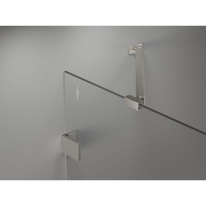 Mexen Lunar sprchová záclona do vane 2-krídlová ľavá 140 x 150 cm, transparentná, brúsený nikel - 897-140-100-97-00-L