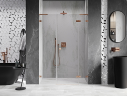 Mexen Lunar L sprchové dvere otváravé pravé 130 cm, transparentné, brúsená meď - 834SL-130-050-65-00-P