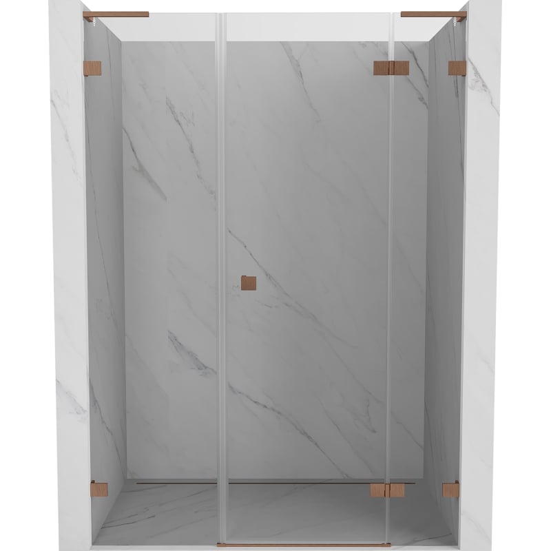 Mexen Lunar L sprchové dvere otváracie pravé 145 cm, transparentné, kartáčovaná meď - 834SL-145-050-65-00-P
