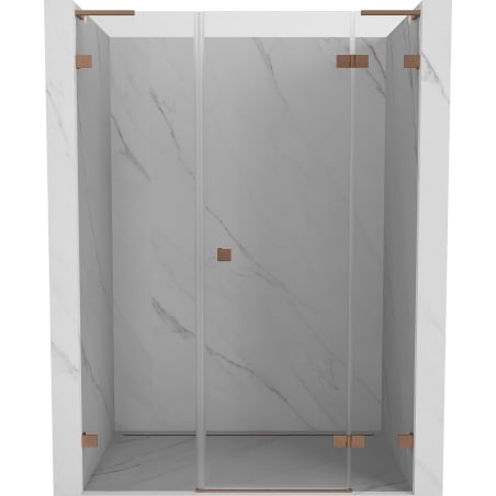 Mexen Lunar L sprchové dvere otváracie pravé 145 cm, transparentné, kartáčovaná meď - 834SL-145-050-65-00-P