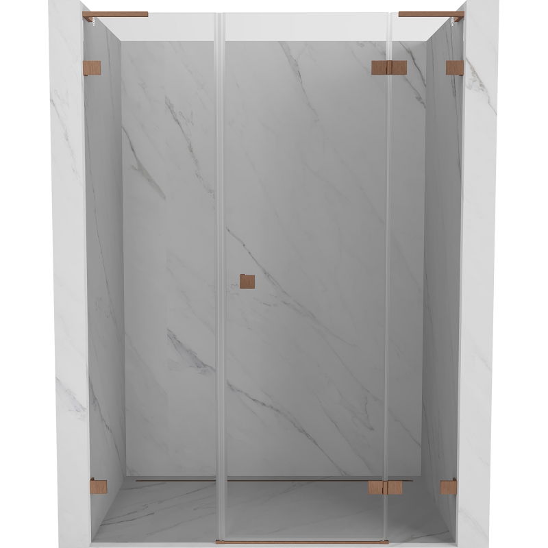 Mexen Lunar L sprchové dvere otváracie pravé 155 cm, transparentné, brúsená meď - 834SL-155-050-65-00-P