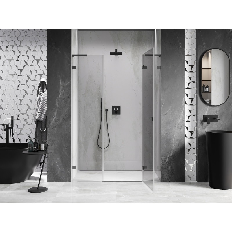 Mexen Lunar L sprchové dvere otváracie pravé 140 cm, transparentné, brúsená gun šedá - 834SL-140-050-66-00-P
