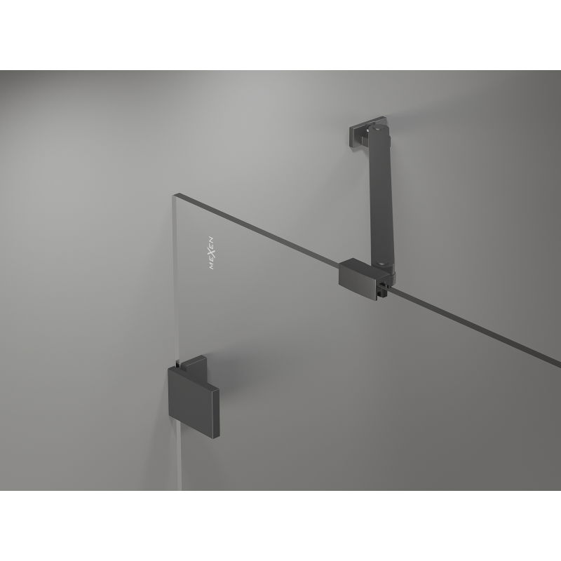 Mexen Lunar sprchový paraván 2-krídlový pravý 130 x 150 cm, transparentný, zbraňový kov - 897-130-100-95-00-P