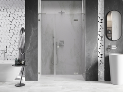 Mexen Lunar L sprchové dvere otváracie pravé 155 cm, transparentné, brúsený nikel - 834SL-155-050-97-00-P