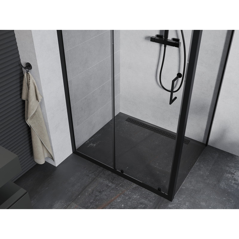 Mexen Apia posuvný sprchovací kút 135 x 90 cm, transparentný, čierny - 840-135-090-70-00