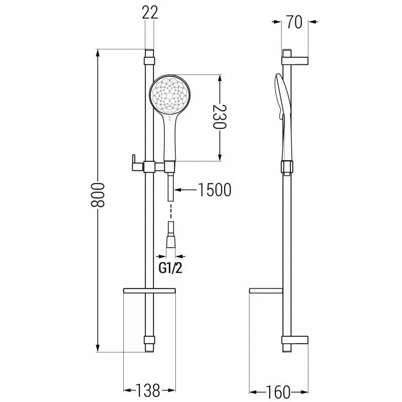 Mexen DQ74 posuvná sprchová súprava, chróm - 785744581-00