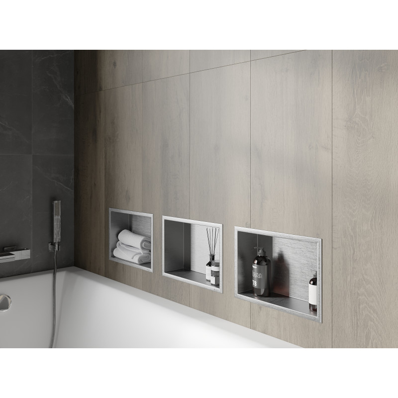 Mexen X-Wall-R polica do výklenku s golierom 30 x 20 cm, inox - 1910302010