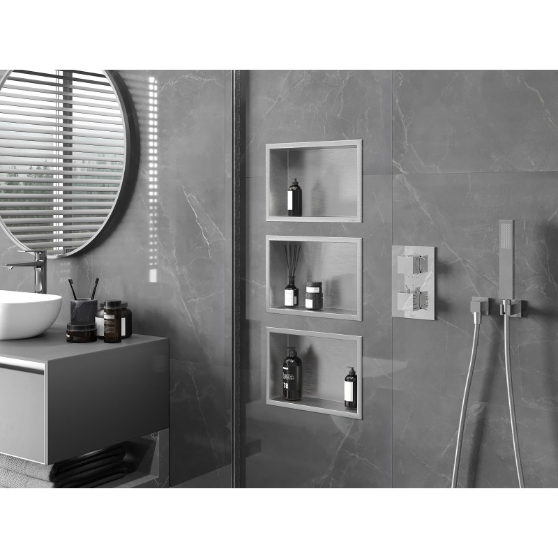 Mexen X-Wall-R nástenná polica s golierom 30 x 20 cm, inox - 1910302010