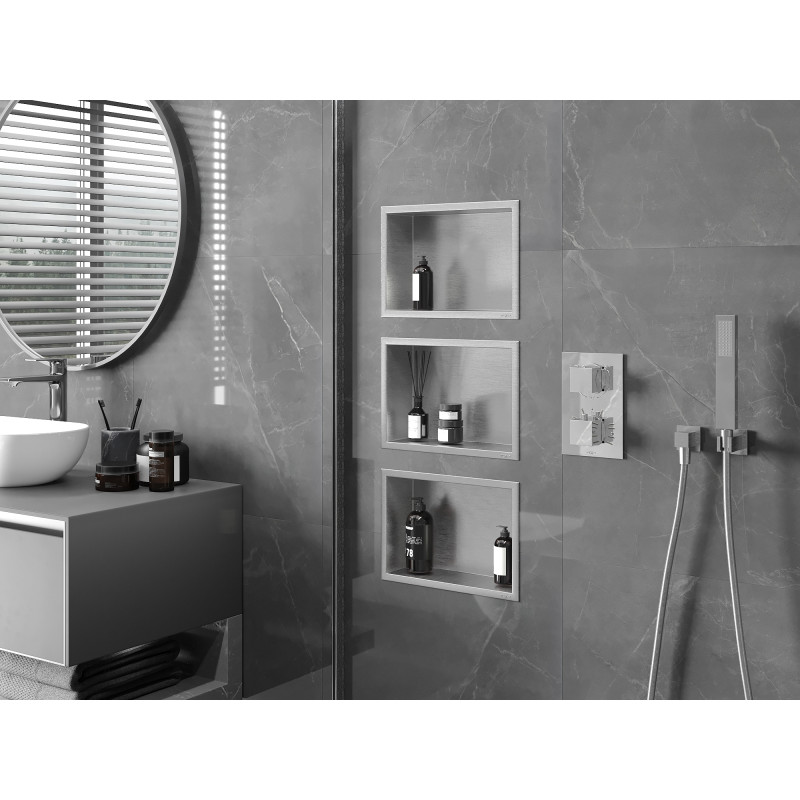 Mexen X-Wall-R polica do výklenku s golierom 30 x 20 cm, inox - 1910302010